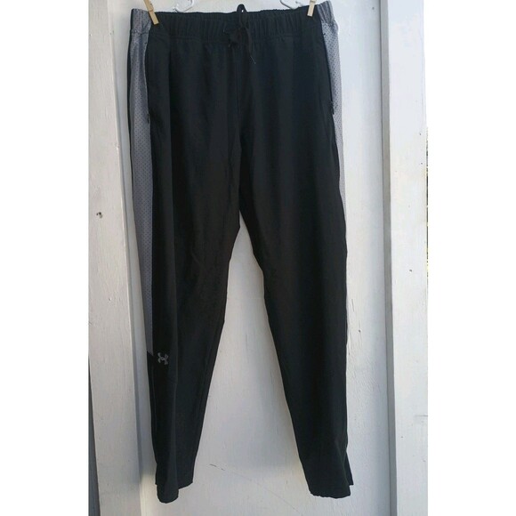 Under Armor Black Joggers Med Heatgear Drawstring Pockets Leg Zip Athleisure - Picture 1 of 9